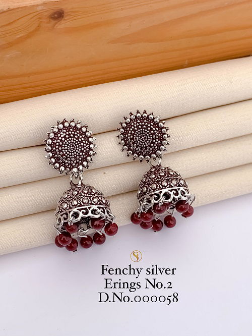 Designer Fancy Navaratri Special Silver Earrings 4 Wholesale Online
